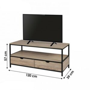 LOFT - MEUBLE TV 2 TIROIRS 120X39X57CM