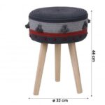 Tabouret 3 Pieds Pouf Repose Pieds Assise et Pompons