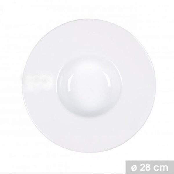 Lot de 2 Assiettes à Pâtes Blanches Creuses en Porcelaine Ø 28