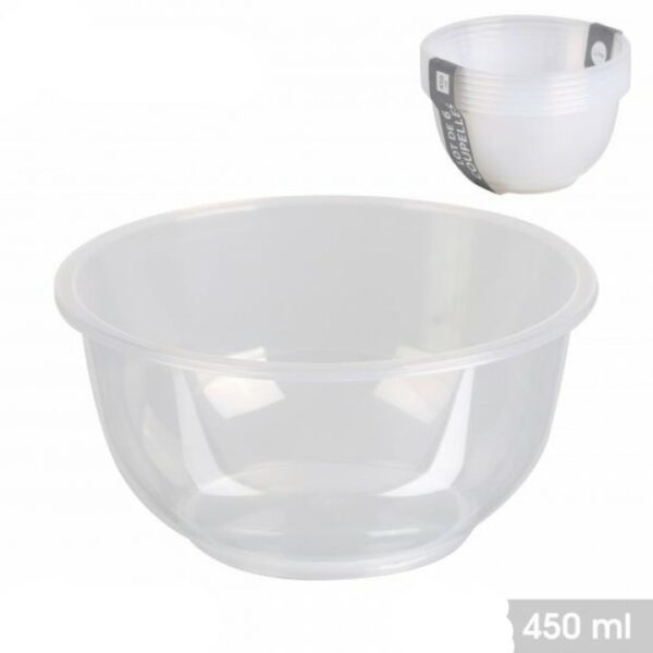 Lot de Bols Saladier 450 ml en Plastique Rigide Multi-usages Coupelle Transparente