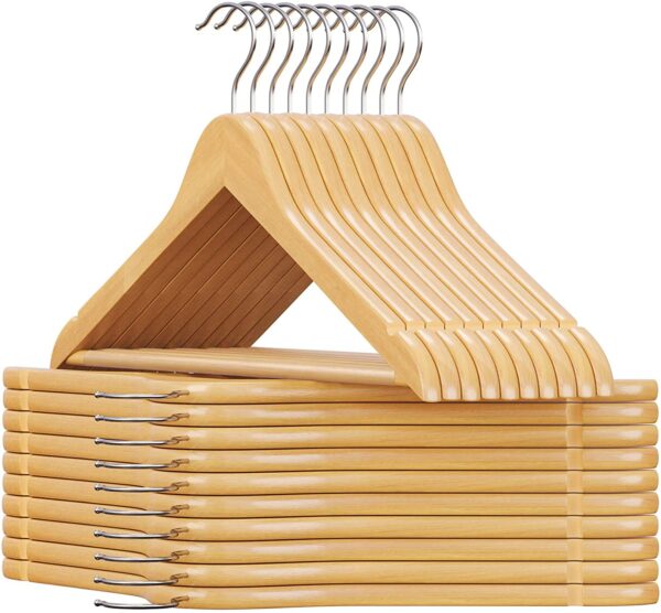 50 Cintres à Linge Brillant en Bois Vernis pour Costumes, Manteaux, Chemises, Vestes, Pantalons