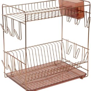 Sauvic 90992 Égouttoir à Vaisselle, Acier Inoxydable, Cuivre, Grand
