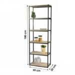 Bibliothèque 5 Étagères Structure en Métal Noir et Bois Collection Loft