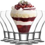 Lot de 6 Coupelles à Glace sur Pied en Verre Transparent Coupe FROSTY Sunday Crème Glacée Sorbet