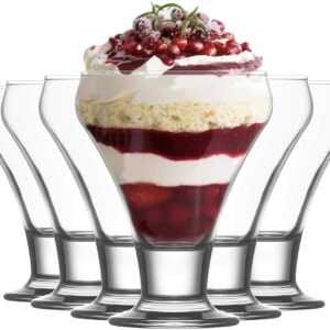 Lot de 6 Coupelles à Glace sur Pied en Verre Transparent Coupe FROSTY Sunday Crème Glacée Sorbet