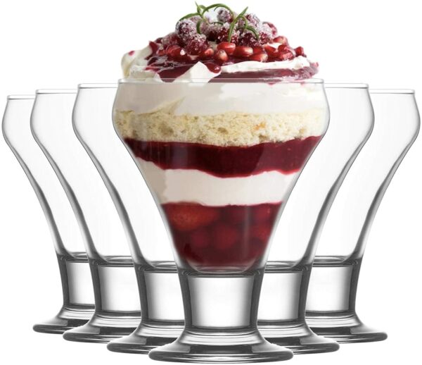 Lot de 6 Coupelles à Glace sur Pied en Verre Transparent Coupe FROSTY Sunday Crème Glacée Sorbet