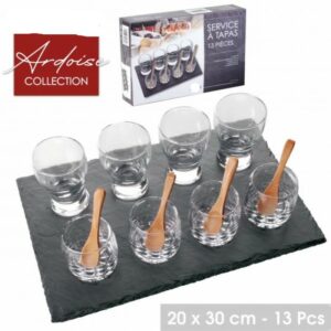 ARDOISE COLLECTION - SERVICE A TAPAS 13 PCS AVEC PLATEAU ARDOISE 30X20CM