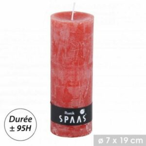 Bougie Rustique SPA Rouge Cylindre Longue Durée à La Paraffine Brûle 95 heures