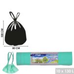 Sac Poubelle 130 Litres Liens Coulissants Biodégradable Hapygood
