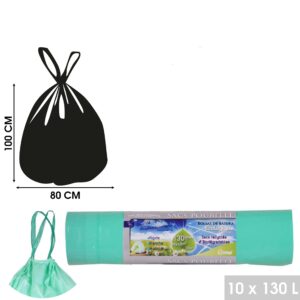 Sac Poubelle 130 Litres Liens Coulissants Biodégradable Hapygood