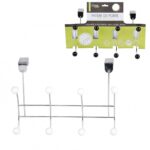 Patère de Porte en Métal Acier Chromé ( Lot de 2 ) Porte Manteaux 8 Crochets 2 Couleurs Assorties Boules Noir/Blanc hapygood pas cher