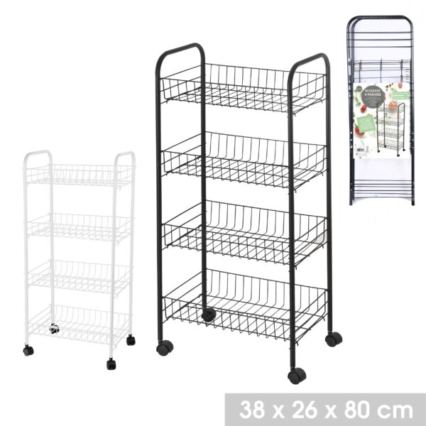 Resserre de Cuisine en Métal multi-usages à Roulettes avec 4 Paniers Meuble Desserte 4 niveaux Chariot à légumes hapygood