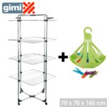 Séchoir à linge GIMI modular Tour 4 niveaux avec panier à pince + 12 pinces Hapygood