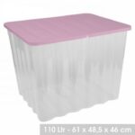 Box de Rangement Compact 110 L Boîte avec Couvercle Rose