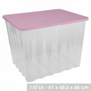 Box de Rangement Compact 110 L Boîte avec Couvercle Rose