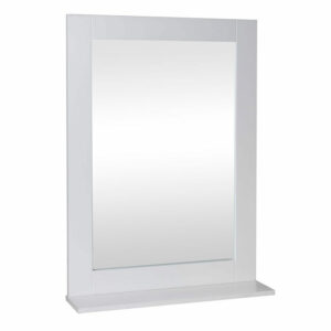 Miroir de Salle de Bain Style scandinave Blanc Brillant 50 cm en Bois Laqué